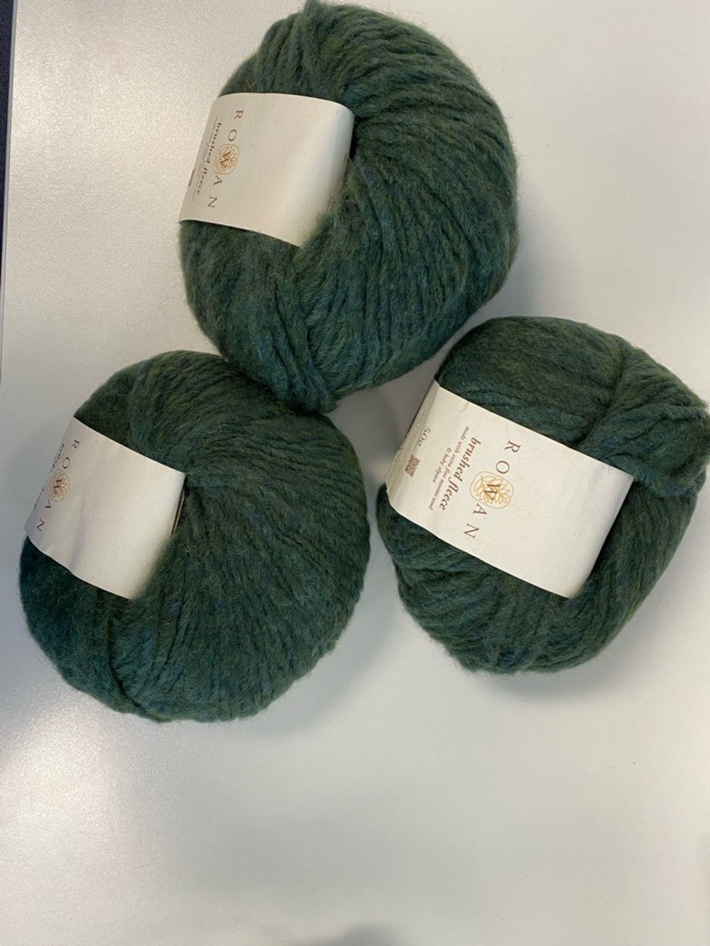 Rowan Dark Green Brushed Fleece Wool/Alpaca Blend Yarn - 3 Balls
